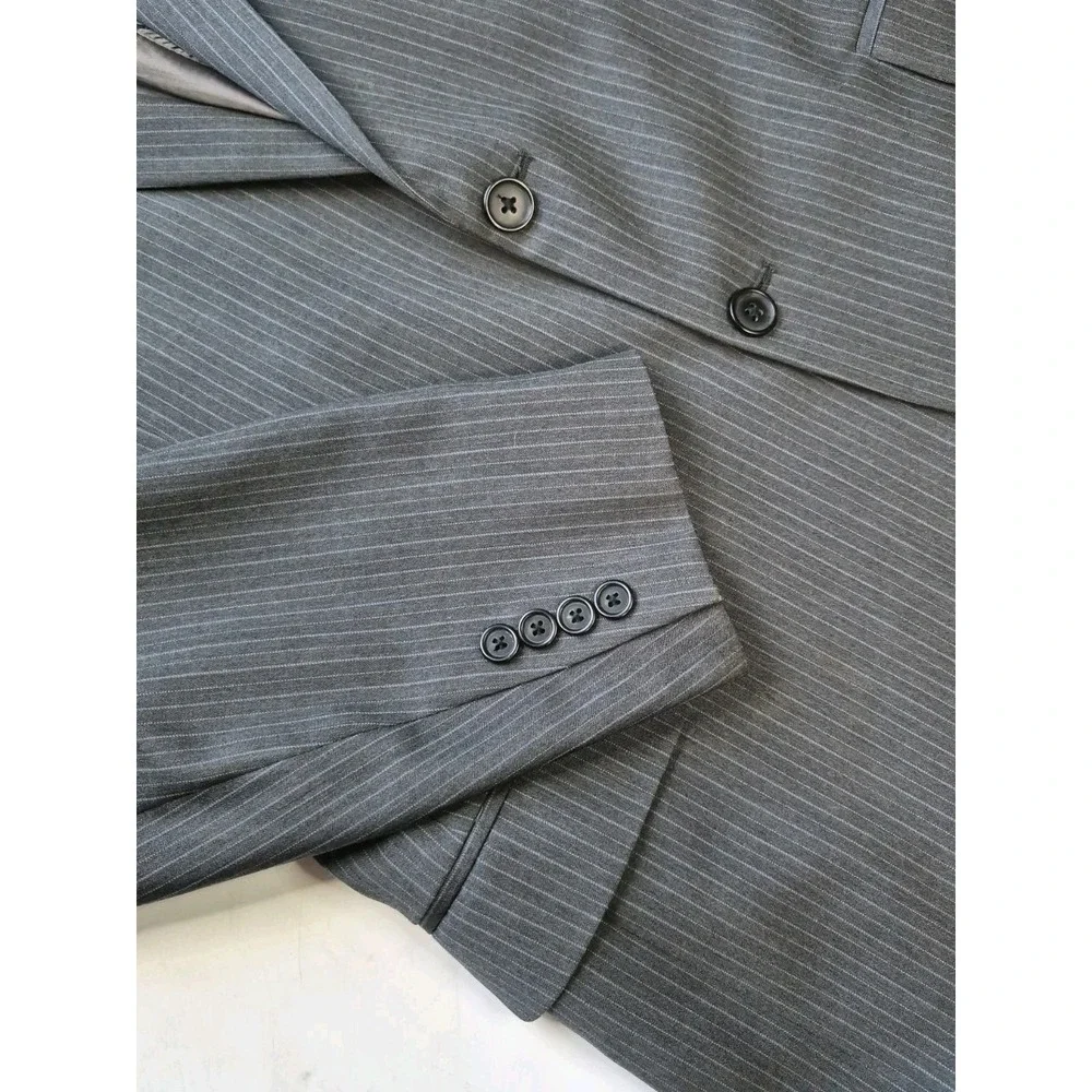 Brooks Brothers Mens Wool Stretch Sports Coat 41S Gray Stripe 2 Button Blazer